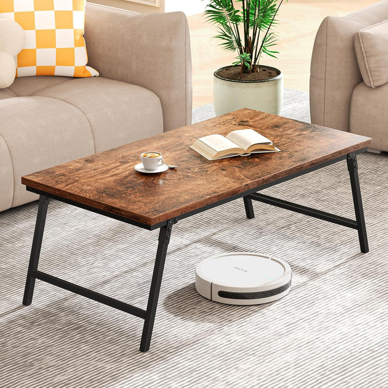17 Stories Folding Coffee Table Leg Latches Portable Sturdy Floor Table Desk For Sitting On The Floor No Assembly Low Coffee Table For Living Room Home Office Rustic Brown 41.34L 21.65W 15.75H Wayfair